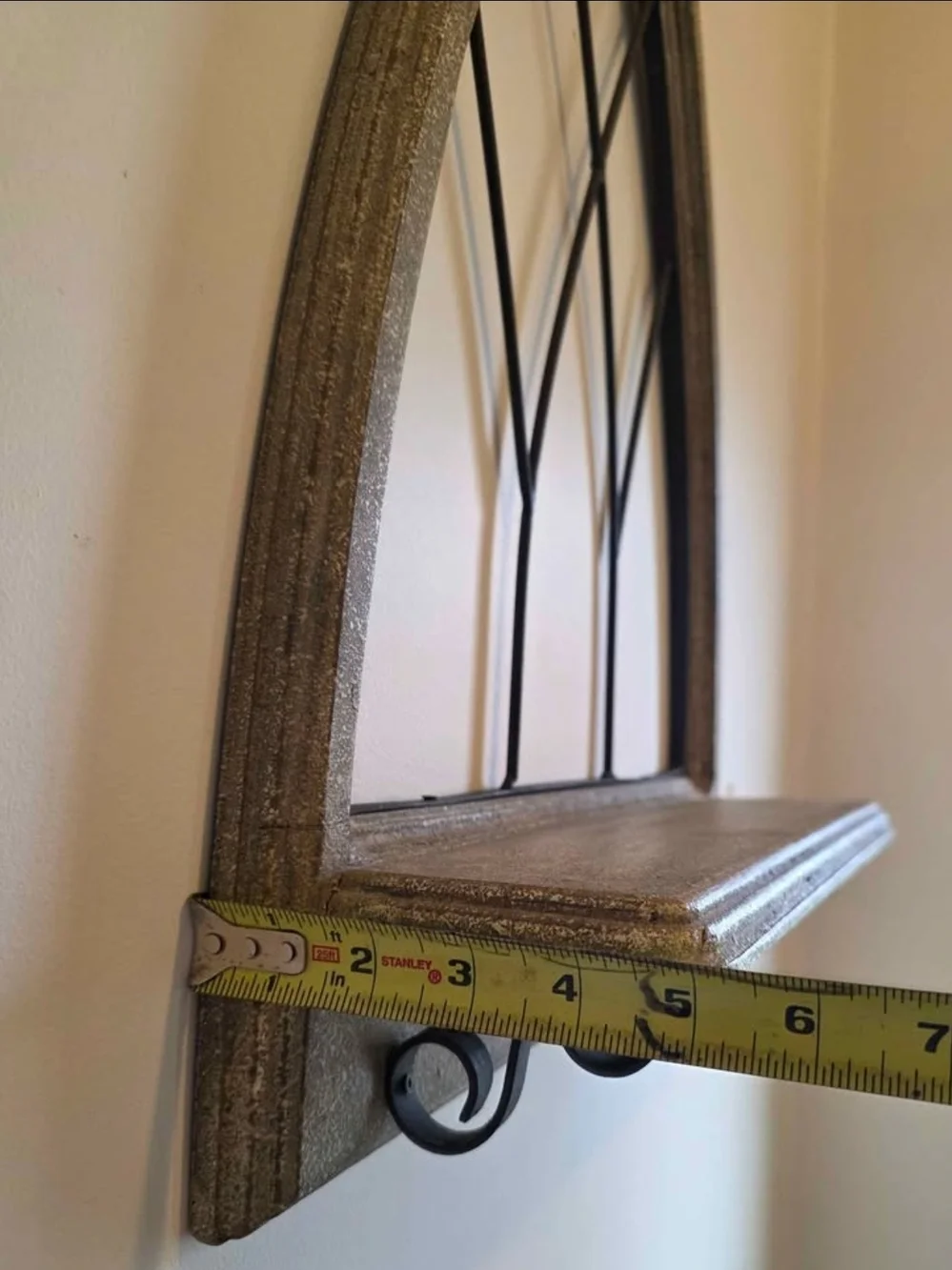 Cathedral Arched Wall Shelf in Distressed Taupe